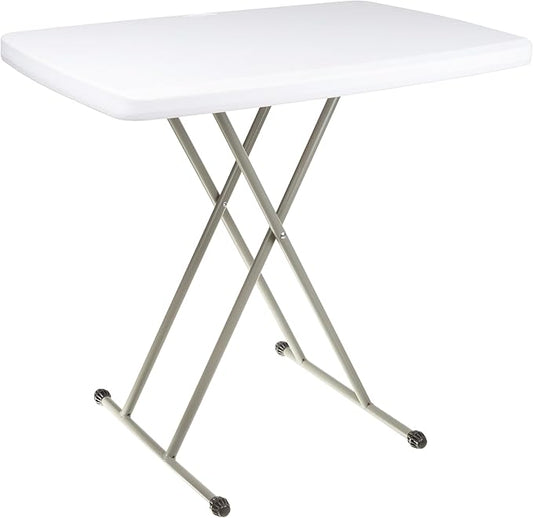 Everyday Home Folding Table - Lightweight Portable Folding Desk - Small Plastic Table for Camping, Playing Cards, and Crafting (White)-NeatNest