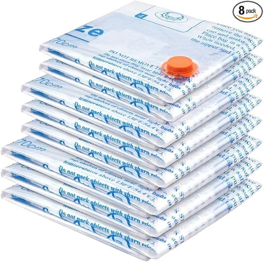 Vacuum Storage Bags 8 Combo (3 Jumbo/3Large/2 Medium), Space Saver Sealer Bags,Plastic Packaging Bags, Airtight Compression Bags for Clothes, Pillows, Comforters, Blankets, Bedding-NeatNest