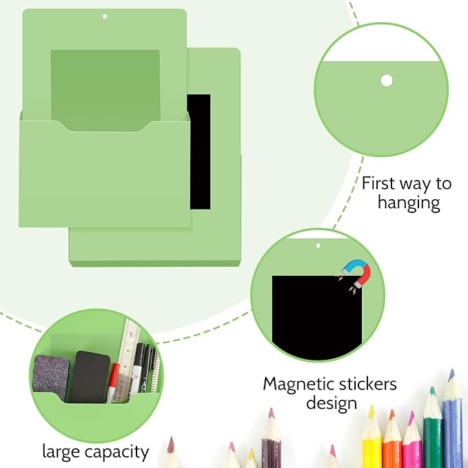 Fuutreo 6 Pcs Magnetic Wall File Organizer Magnetic Wall File Holder Refrigerator Magazine Holder for Mail Letters Paper(Macaron Color,12.6x9.5, 9x7, 6.6x4.8 Inch,Vertical Mixed)
