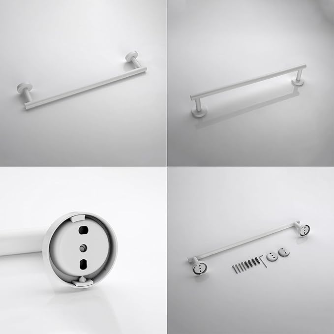 GERZWY 18-Inch Bathroom Towel Bar SUS 304 Stainless Steel Bath Towel Bar Wall Mount, White