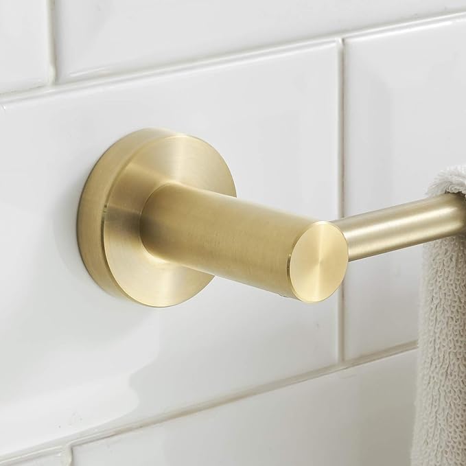 BESy Adjustable 15 to 26 Inch Single Bath Towel Bar for Bathroom SUS304 Stainless Steel Towel Holder, Wall Mount with Screws Hand Towel Bar Rod Hotel Style, Brushed Gold-NeatNest