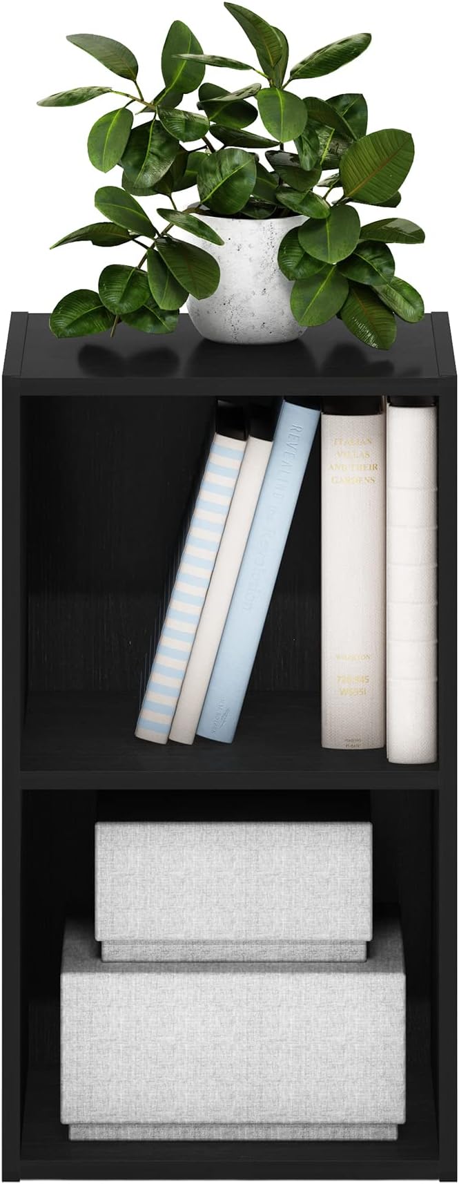 Furinno Luder Bookcase / Book / Storage, 2-Tier Cube, Blackwood-NeatNest
