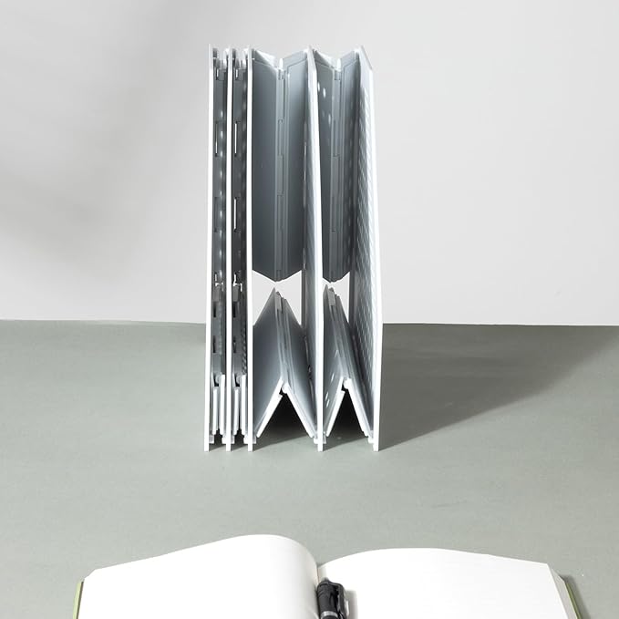 deli Collapsible Magazine File Holder 3 Vertical Compartment Binder Holder for Desk Organizer Adjustable Sturdy Binder Storage Organizer for Office School Home (Light Grey)-NeatNest