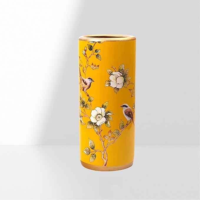 Ceramic Umbrella Stand Umbrella Holder for Entryway Hand-Made Umbrella Stand Barrels Umbrella Holder Cane Floor Standing Vase Ceramic Storage Bucket for Home Office Entrance Indoor.(Yellow 202)-NeatNest