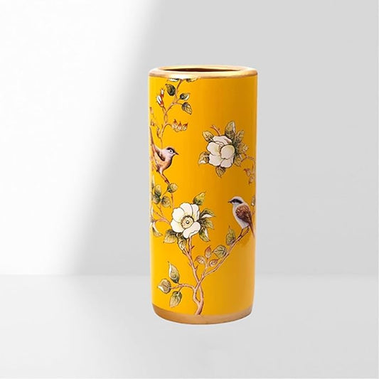 Ceramic Umbrella Stand Umbrella Holder for Entryway Hand-Made Umbrella Stand Barrels Umbrella Holder Cane Floor Standing Vase Ceramic Storage Bucket for Home Office Entrance Indoor.(Yellow 202)-NeatNest