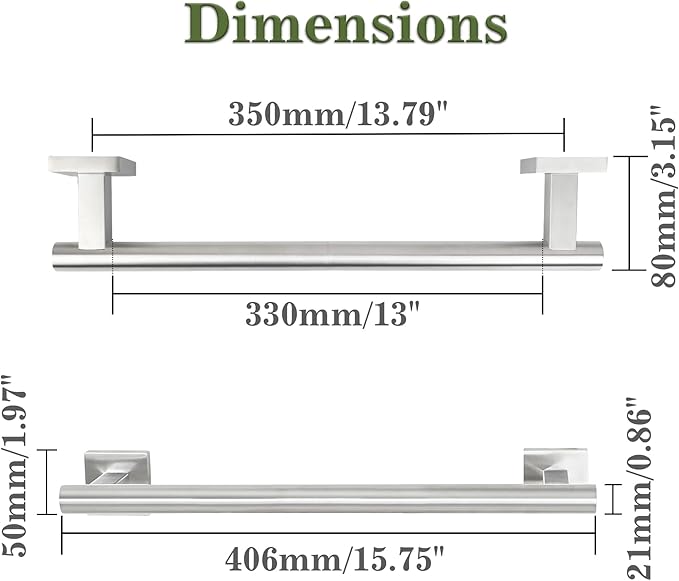 Alise Bath Towel Bars 16 Inch,Towel Hanger Towel Racks for Bathroom Lavatory,SUS304 Stainless Steel Towel Holder Wall Mount Single Towel Rail,Brushed Nickel GDL4040F-LS