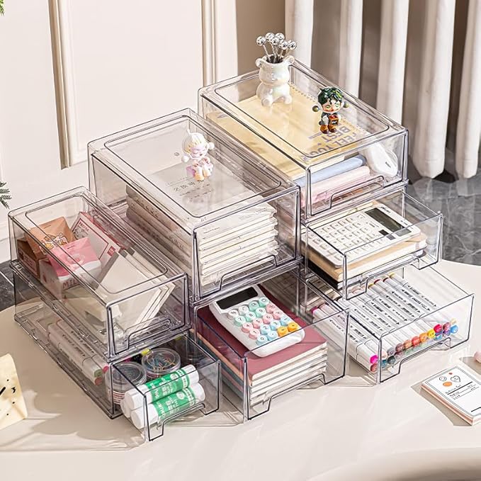 clear Drawer-Type Plastic Storage Box Bins Organizer，Family First Aid Kits Medicine cabinet Box Organizer,Closet ，Shelf，Ointments, Adhesive Bandages，Cosmetics,Office Items (clear, 2L Extra Large)-NeatNest