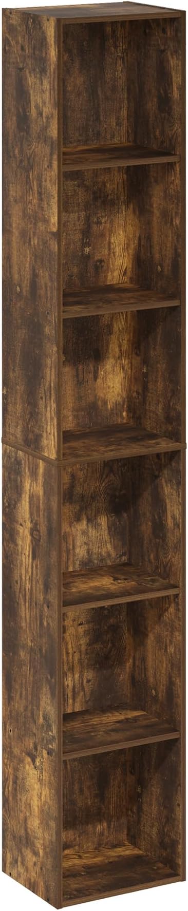 Furinno Luder 6-Tier Open Shelf Bookcase, Amber Pine-NeatNest