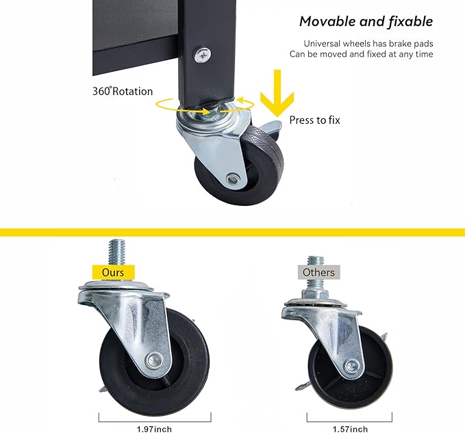 BRIAN & DANY 4-Shelf Foldable Storage Shelves with Wheels, Folding Metal Rack Shelving Unit, Heavy Duty No Assembly Organizer Shelf for Garage, Kitchen, Basement, Pantry, Black-NeatNest