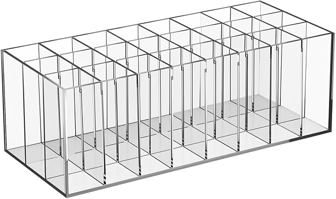 24-Slot Acrylic Lipstick Organizer - Transparent Makeup Storage Case for Lip Gloss Brushes and Cosmetics - Stylish Desktop Display Rack-NeatNest