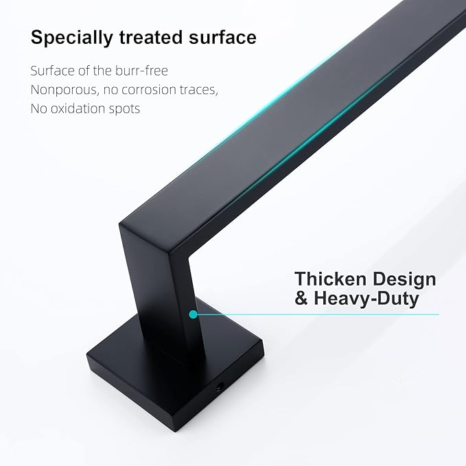 BANOLUX Towel Rack, 22 Inch Single Towel Bars for Bathroom, Towel Racks for Bathroom Wall Mounted SUS304 Hand Towel Holder Organize Heavy Duty, Matte Black Towel Bar (Total Length 23.6-Inch)