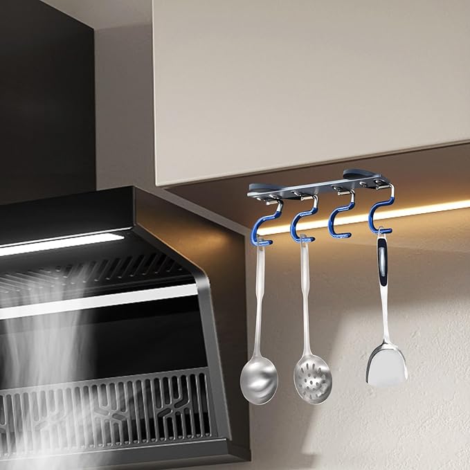 Magnetic Broom Hooks Broom Holder Do Not Require Drilling Warehouse Kitchen Refrigerator Metal Surface Suitable Broom Holder Wall Mount (Blue, Four mergers)
