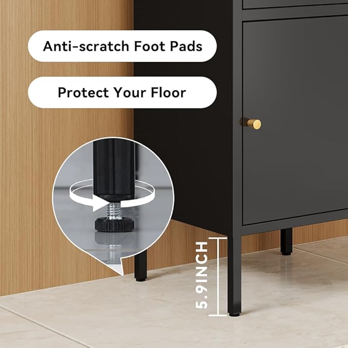 2 Doors Locker Metal Storage Cabinet (Small Cabinet, Black)