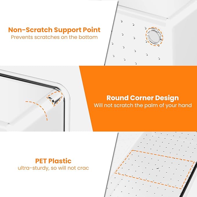 Criusia 6 Pcs Large Size Clear Drawer Organizer Set, Acrylic Non Slip Non Cracking Kitchen Drawer Storage Tray Divider, Multifunctional Storage for Cosmetics, Bathroom, Tools, Kitchen and Office-NeatNest