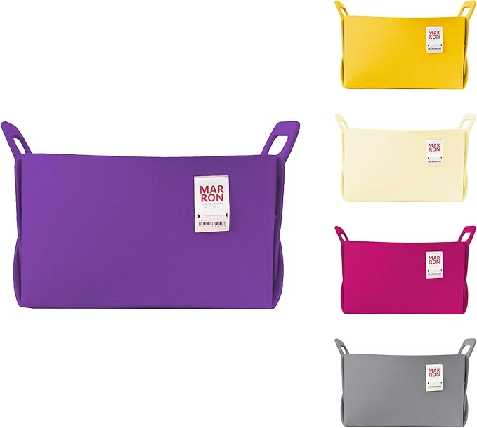 Collapsible Purple Felt Storage Bin Large 14.6"x9.4"x9.4" – Foldable Basket with Handles for Closet, Laundry Room Organization, Toy Storage, Decorative Storage Bins for Shelves Storage-NeatNest