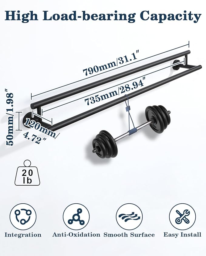 Alise Double Bath Towel Bars Towel Racks for Bathroom Lavatory,Wall Mount Towel Holder SUS304 Stainless Steel Towel Hanger Rail 32 Inch,GYT6902-800-B Matte Black
