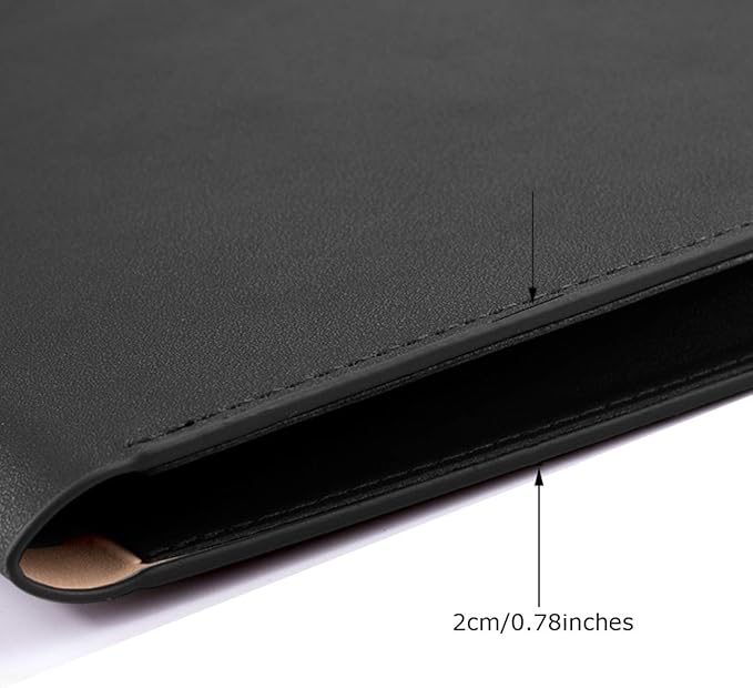 Enyuwlcm PU A4 Leather File Folder Document Holder Folder Stylish Portfolio Envelope Case with Strap and Invisible Magnetic Closure (Black)