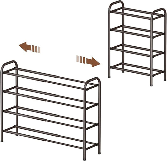 Gonfoam 4-Tier Expandable Shoe Rack,Adjustable Shoe Shelf Storage Organizer Heavy Duty Metal Free Standing Shoe Rack for Entryway Closet Doorway (Bronze)-NeatNest