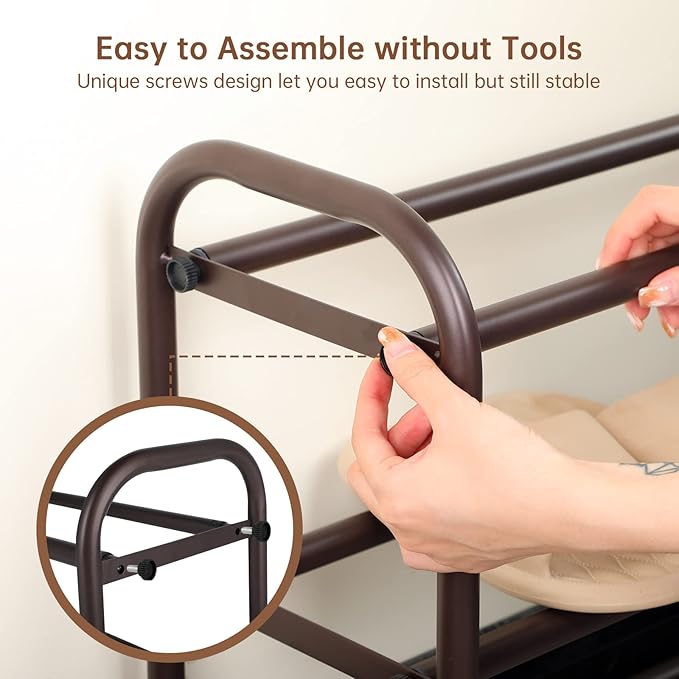 Gonfoam 2-Tier Expandable Shoe Rack,Adjustable Shoe Shelf Storage Organizer Heavy Duty Metal Free Standing Shoe Rack for Entryway Closet Doorway (Bronze)-NeatNest