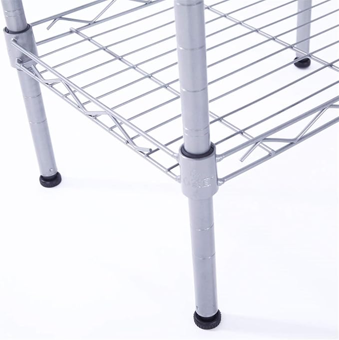 4 Tier Adjustable Storage Shelf Metal Storage Rack Wire Shelving Unit Storage Shelves for Pantry Closet Kitchen Laundry Bathroom (Silver9-4-Tier)