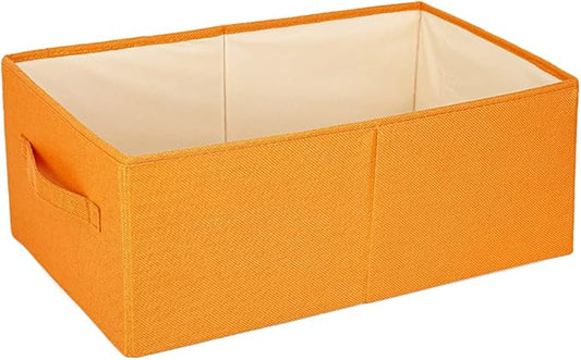 ALYER Collapsible Fabric Storage Organizer with Handles,Shelf Bins Box Container for Bedroom Office Closet Babies Nursery Toys Books Clothes (Orange,16.2" x 9.5" x 6.7")
