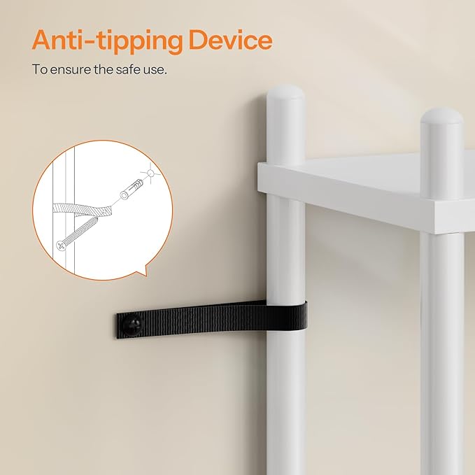 HOOBRO Over The Toilet Storage, 3-Tier Over Toilet Bathroom Organizer, Freestanding Above Toilet Shelf with Adjustable Feet, Space Saving, Easy Assembly, White WW63TS01