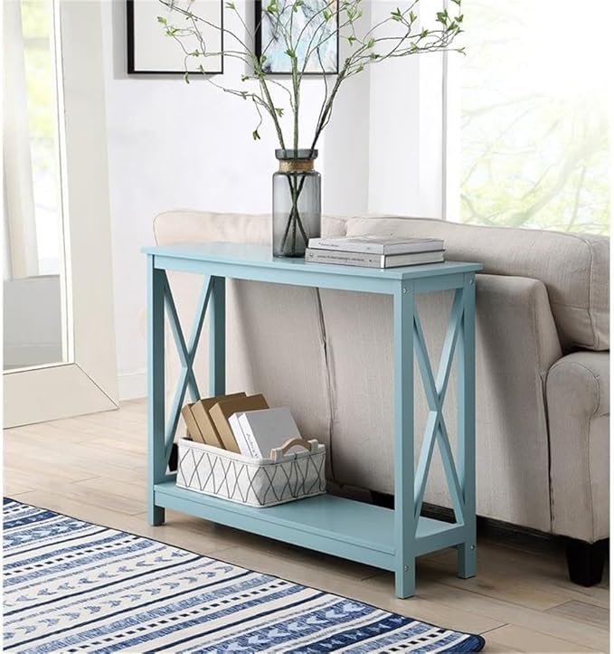 Convenience Concepts Oxford Console Table 39.5" - Sofa Table with Storage Shelf, Transitional Entryway Hall Table for Living Room and Bedroom, Display Foyer Table, Sea Foam Blue-NeatNest