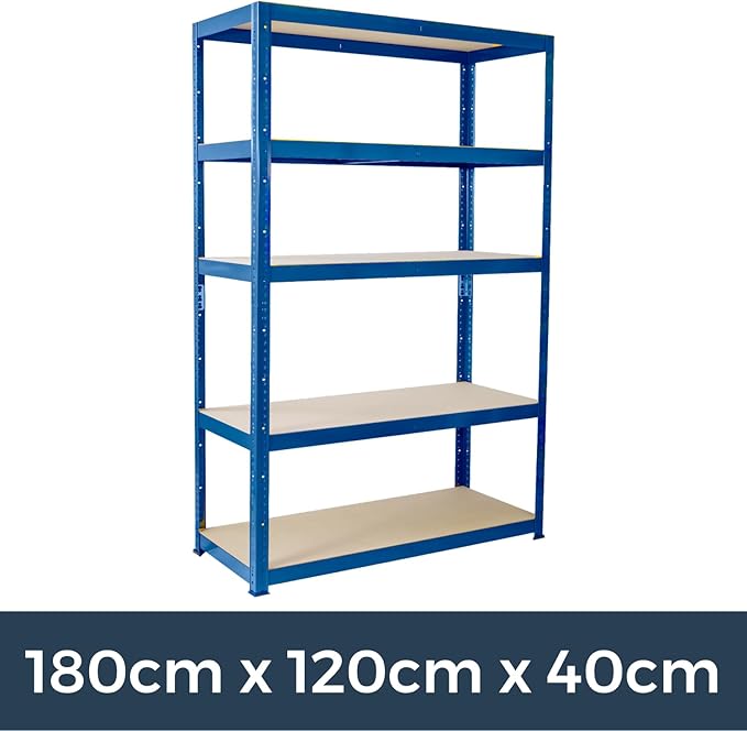 180cm x 120cm x 40cm, Blue 5 Tier (175KG Per Shelf), 875KG Capacity Extra Wide Garage Shed Storage Shelving Unit, 5 Year Warranty-NeatNest