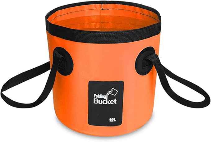 BANCHELLE Collapsible Bucket Water Container Portable Folding Camp Wash Basin for Outdoor Traveling Hiking Fishing Car Washing Gardening Camping (Orange, 12L)-NeatNest