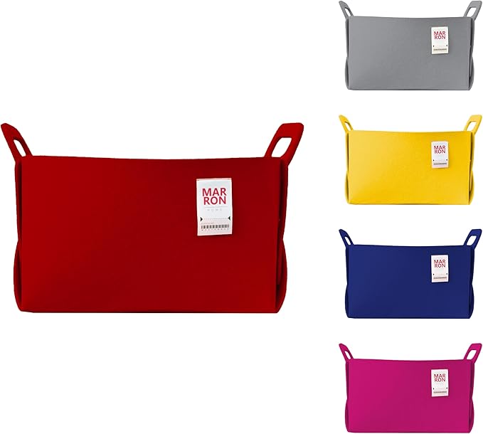 Collapsible Red Felt Storage Bin Large 14.6"x9.4"x9.4" – Foldable Basket with Handles for Closet, Laundry Room Organization, Toy Storage, Decorative Storage Bins for Shelves, Nursery Storage-NeatNest
