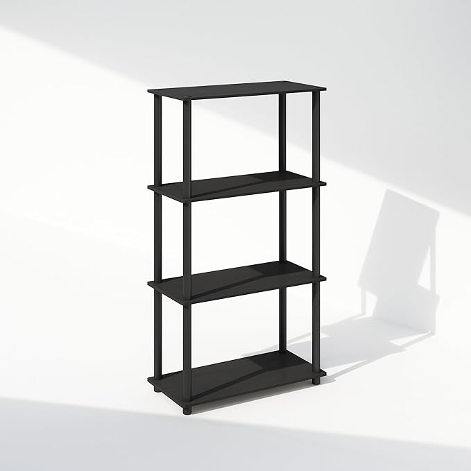 Furinno Turn-N-Tube 4-Tier Multipurpose Bookcase, Americano/Black-NeatNest
