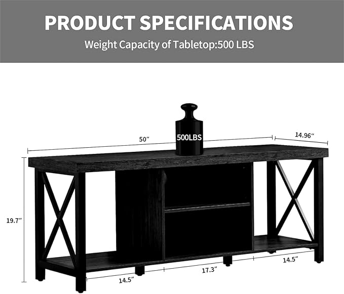 GAZHOME TV Stand for TV up to 55 Inches, TV Cabinet with Open Storage, TV Console Unit with Shelving for Living Room, Entertainment Room, Black-NeatNest