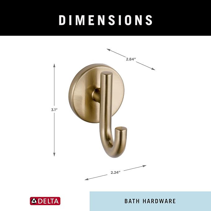 Delta 75935-CZ Trinsic Single Towel Hook in Champagne Bronze-NeatNest