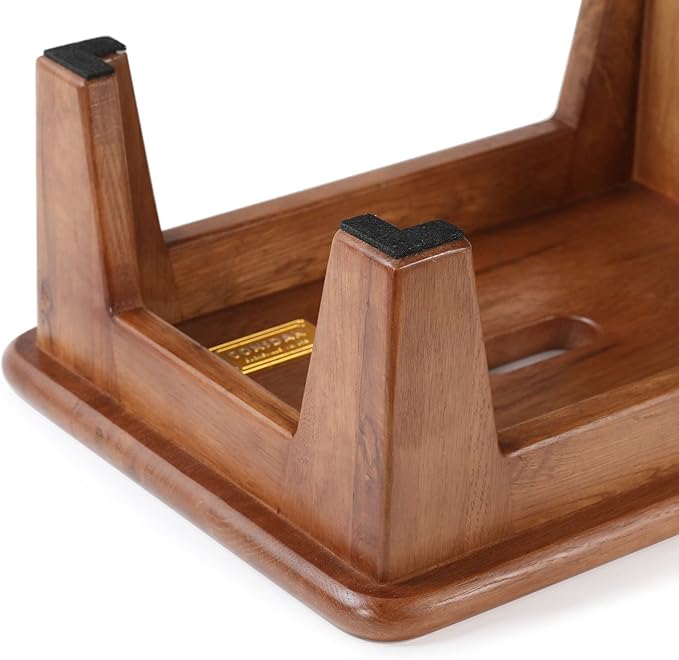 CONSDAN Step Stool for Bed - USA Grown Oak, Wooden Stool for Adults and Seniors, 6.5" High, Non-Slip Mat, No Assembly Needed, Solid Wood, Chocolate Color-NeatNest