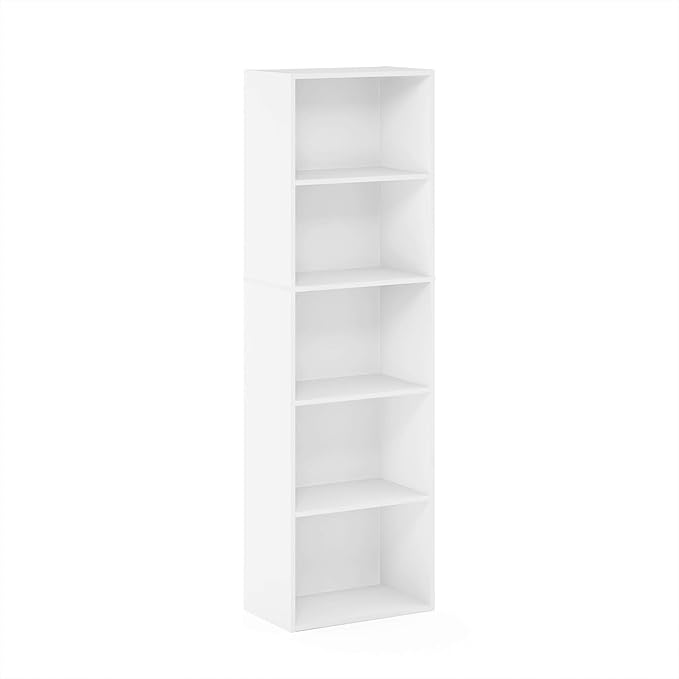 Furinno Luder Bookcase / Book / Storage , 5-Tier, White-NeatNest