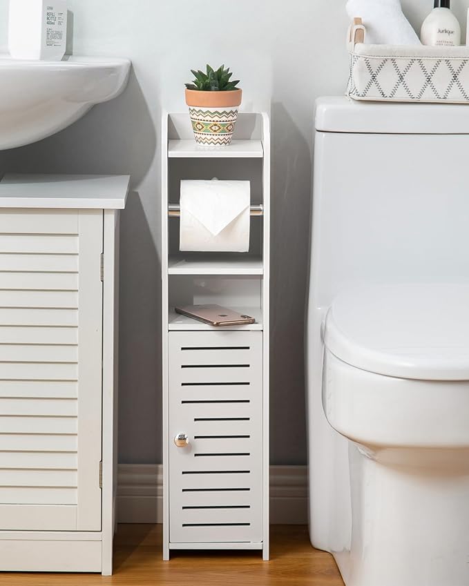 AOJEZOR Toilet Paper Holder Stand: Small Bathroom Storage Cabinet for Small Spaces-NeatNest