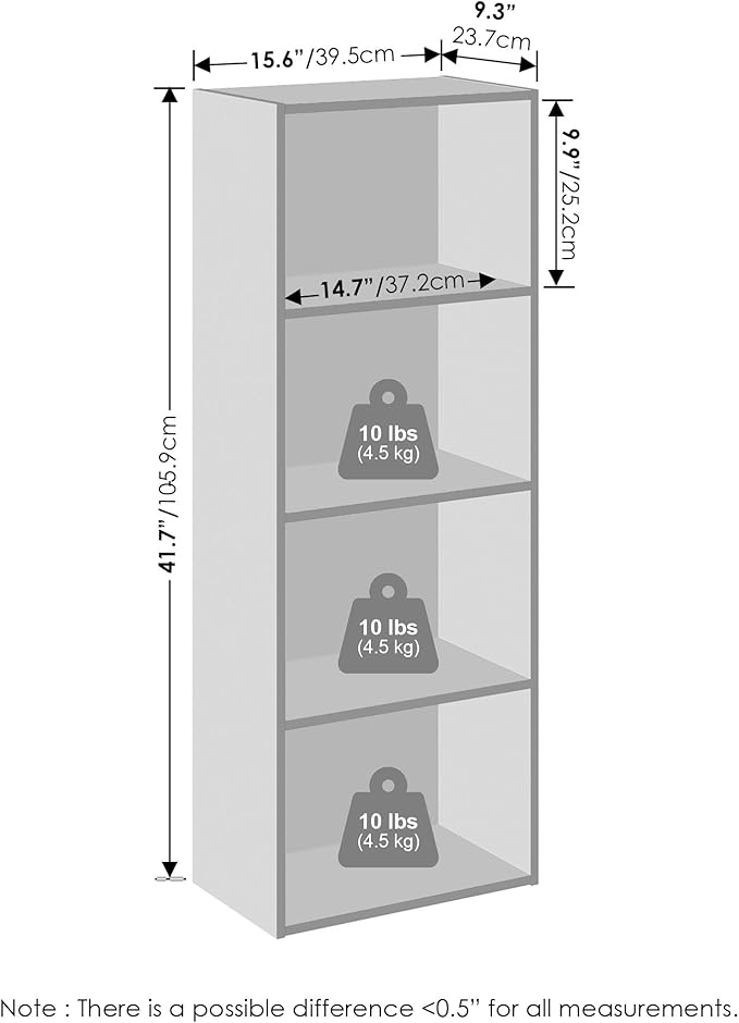 Furinno Reed 4-Tier Open Shelf Multipurpose Closet Storage, Storage Organizer, White-NeatNest