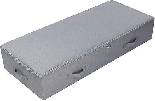 39.4"X 16.9"X 7", Jumbo Size 7" High Under Bed Storage Bins with 3-side Zip Open, Collapsible & Breathable for King Queen Size Beds Containers for Shoes, Bedding, Light Gray-NeatNest
