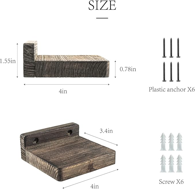 Freezing point Small Floating Shelves for Wall Set of 2 Natural Wood 4Inch Mini Wall Shelf Decor Plant Display Collectibles Mounted Kitchen Bathroom Bedroom Corner Decorative Storage Tiny Stand Brown-NeatNest