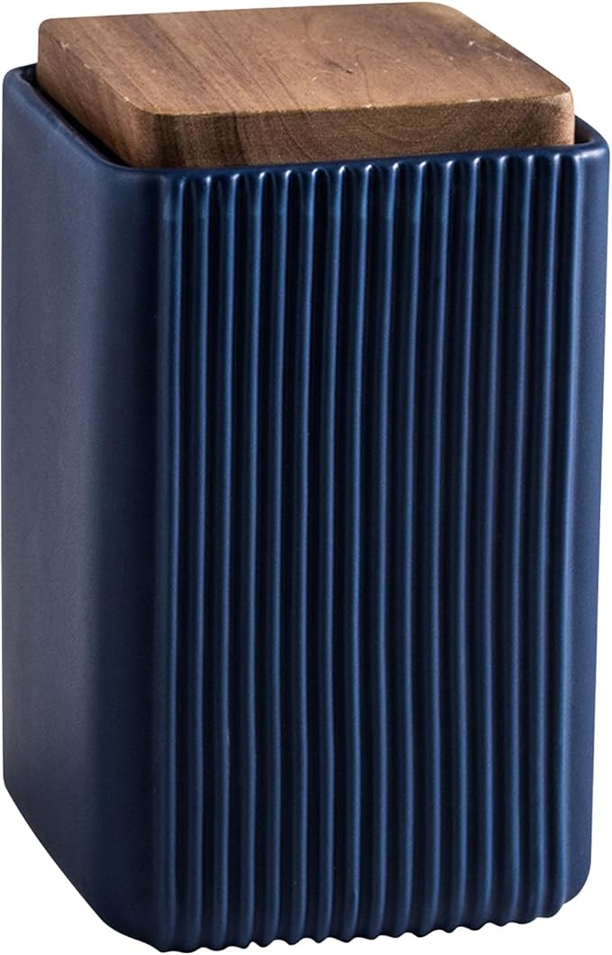 Ceramic Storage Jars Modern Elegant Highly Polished Airtight Storage Canisters with Lid Whiteware Food Stroage Jar for Kitchen Spice Tea Vanilla Sugar Coffee Beans (Blue-1000ML)-NeatNest