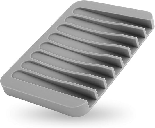 Anwenk Soap Dish for Shower Waterfall Soap Holder Soap Tray Soap Saver Drainer Flexible Silicone for Shower/Bathroom/Kitchen/Counter Top,Keep Soap Bars Dry Clean,Easy Cleaning- Grey, 1Pack-NeatNest