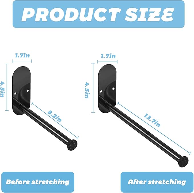 2-Section Stainless Steel Clothes Hanger Storage, Retractable Space Saving Clothes Hanger Storage Organizer, Wall Mount Clothes Rack Organizer, Adhesive or Drilling Installation (Black)-NeatNest