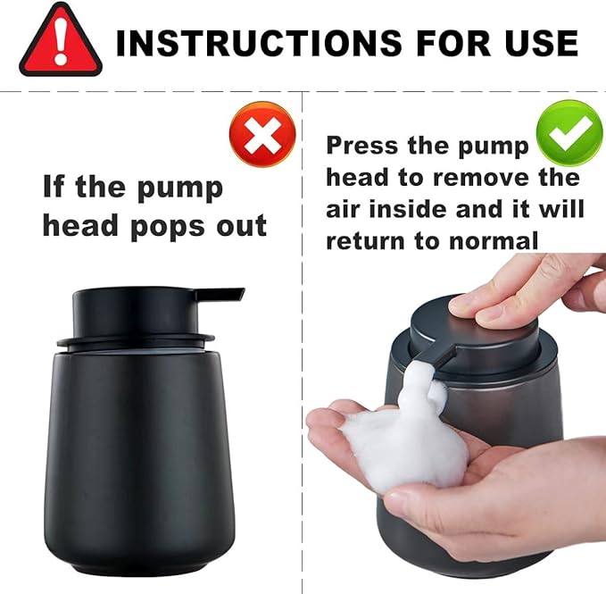 12Oz Foam Hand Soap Dispenser - Black Foaming Soap Dispenser Bathroom with Easy-to-Press Pump, Refillable Liquid Lotion Hand Soap Dispenser, Ceramic Kitchen Dish Soap Dispenser Hand Wash Dispenser-NeatNest