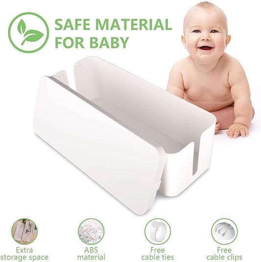 Cable Management Box, Large Cord Organizer Box to Hide Power Strip & Under Desk,TV Computer Wires Cable Organizer Hider Box with Cable Clips&Reusable Cable Ties for Home/Office(White)-NeatNest