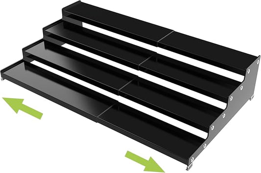 Expandable 4-Tier Step Spice Rack Organizer for Kitchen Cabinet Modern Design and Non Skid Space Saving Storage Shelf for Countertop Cabinets Pantry(1Pack/Black)-NeatNest