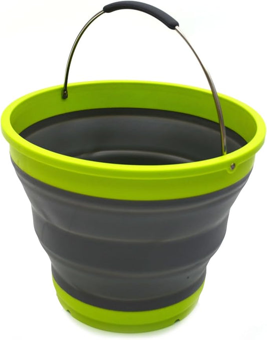 SAMMART 10L/2.6 Gallon Collapsible Plastic Bucket - Foldable Round Tub - Portable Fishing Water Pail - Space Saving Outdoor Waterpot, Size 31cm Dia (1, Dark Grey)