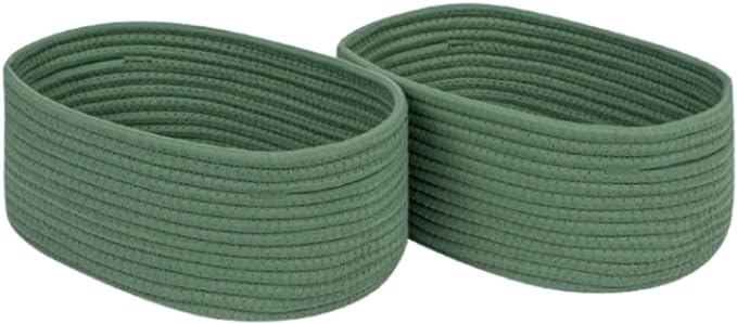 CubesLand Cube Shelf Closet Storage Baskets Bins Set 2,Woven Basket for Organizing/Storage,Long-lasting &Skin-friendly Toy Storage Basket Bin,Stylish Room Decor Basket,Cotton Rope Basket Green-NeatNest