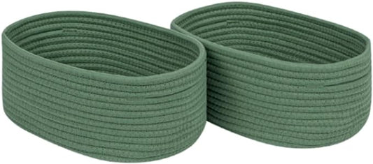 CubesLand Cube Shelf Closet Storage Baskets Bins Set 2,Woven Basket for Organizing/Storage,Long-lasting &Skin-friendly Toy Storage Basket Bin,Stylish Room Decor Basket,Cotton Rope Basket Green-NeatNest