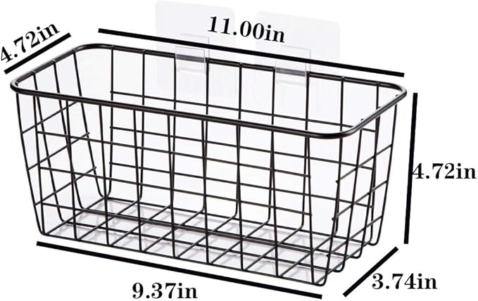 3 Set LeleCAT Adhesive Over the Cabinet Door Wire Baskets for Organizing for Kitchen Food Pantry Bathroom Shelf Storage No Drilling Wall Mounted,Black-NeatNest
