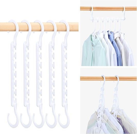 HOUSE DAY Sturdy Plastic Space Saving Hangers Cascading Hanger Organizer Pack of 12 Closet Space Saver Multifunctional Hangers for Heavy Clothes (White)-NeatNest